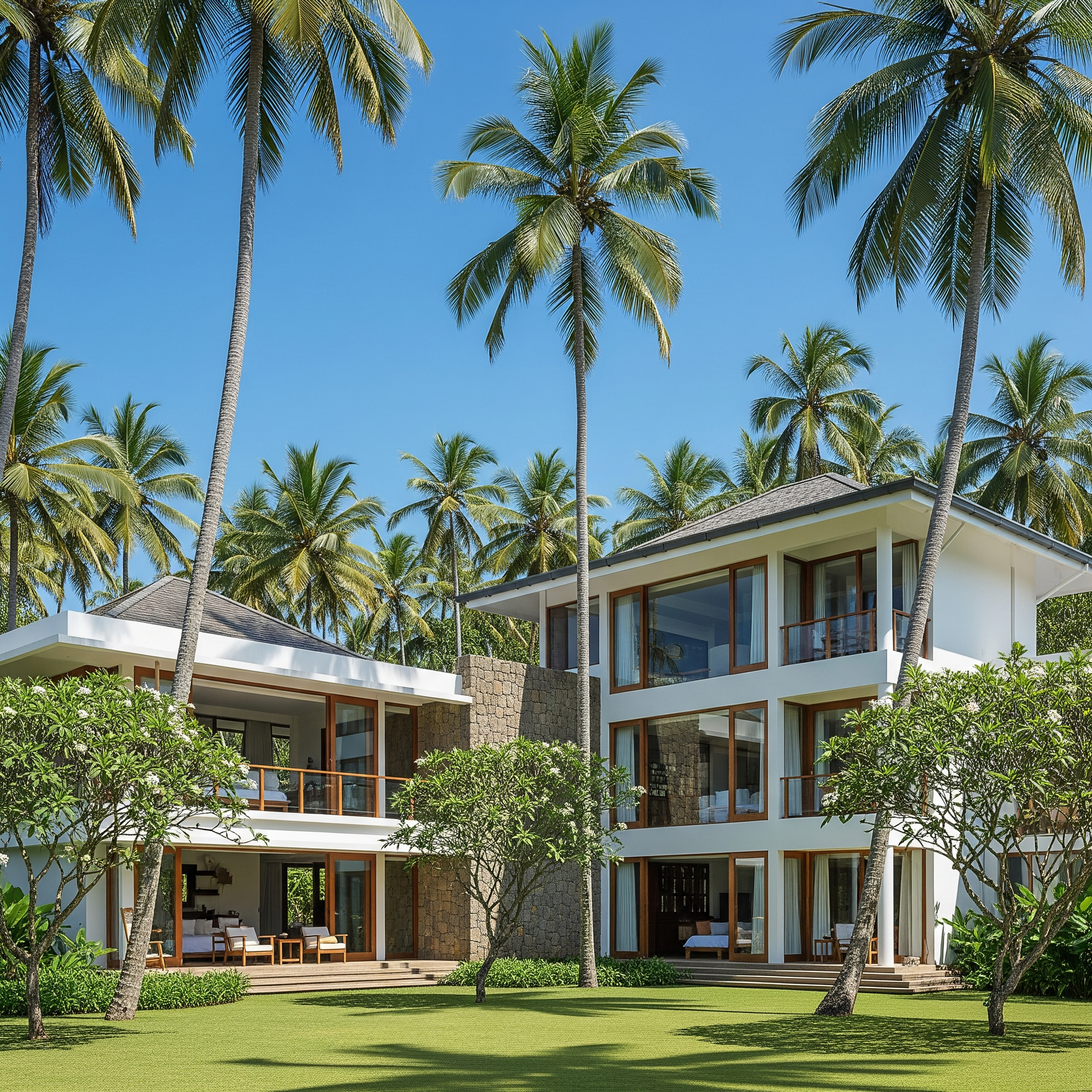 Sunlit villa exterior